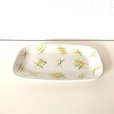 Lunéville rectangular dish/dish with green and yellow geometric pattern