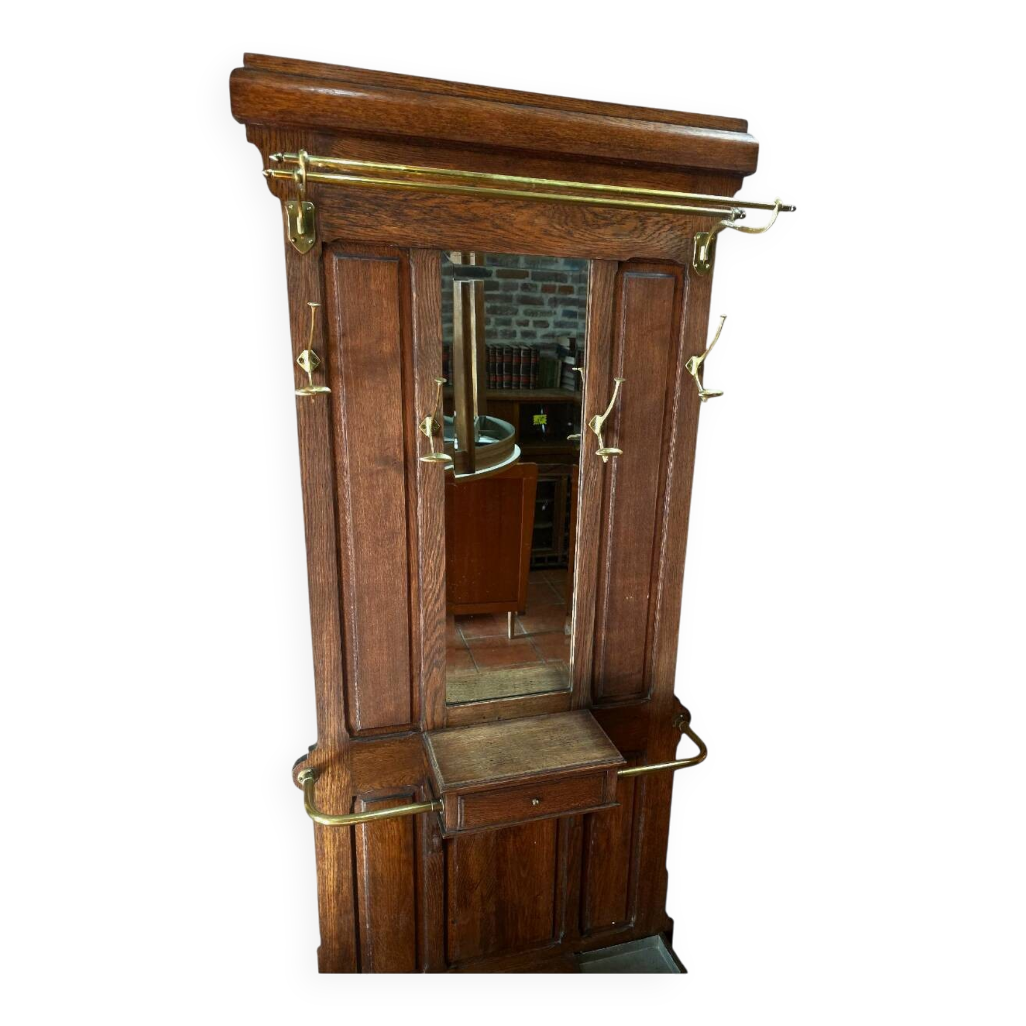 Vestiaire porte manteau ancien en chêne massif