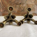 Pair of bronze candle holders