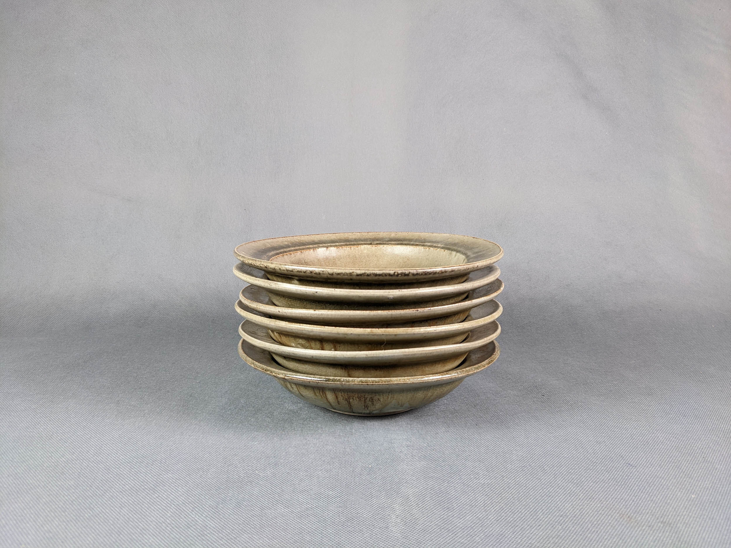 Blanot stoneware, series of 6 hollow plate vintage