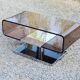Coffee table from the 70s in chromed steel and smoked plexiglass double swivel trays