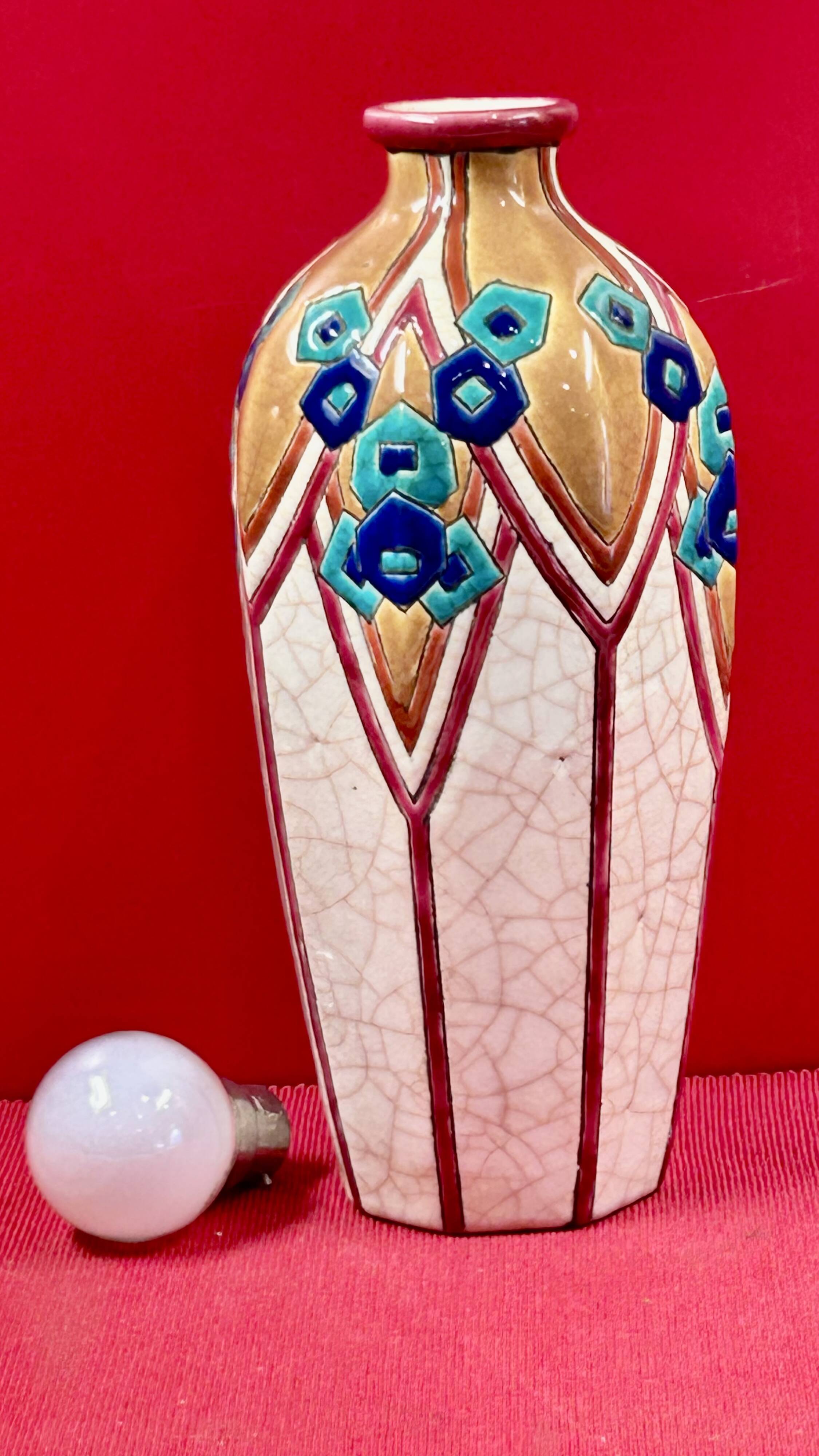 Vase Longwy Art déco décor géométrique