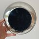 Silver stainless steel pedestal bowl