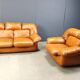 Mid century Italian leather sofa set by Ercole Biella for Grappeggia, 1970s