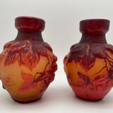 Paire de vases Tip Emile Gallé, pate de verre