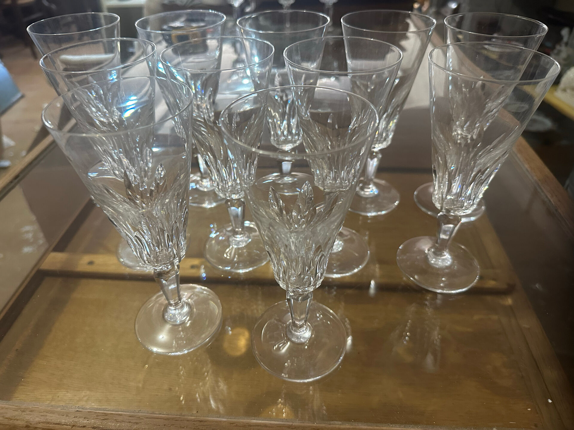 12 Baccarat champagne flutes model Carcassonne - stamped