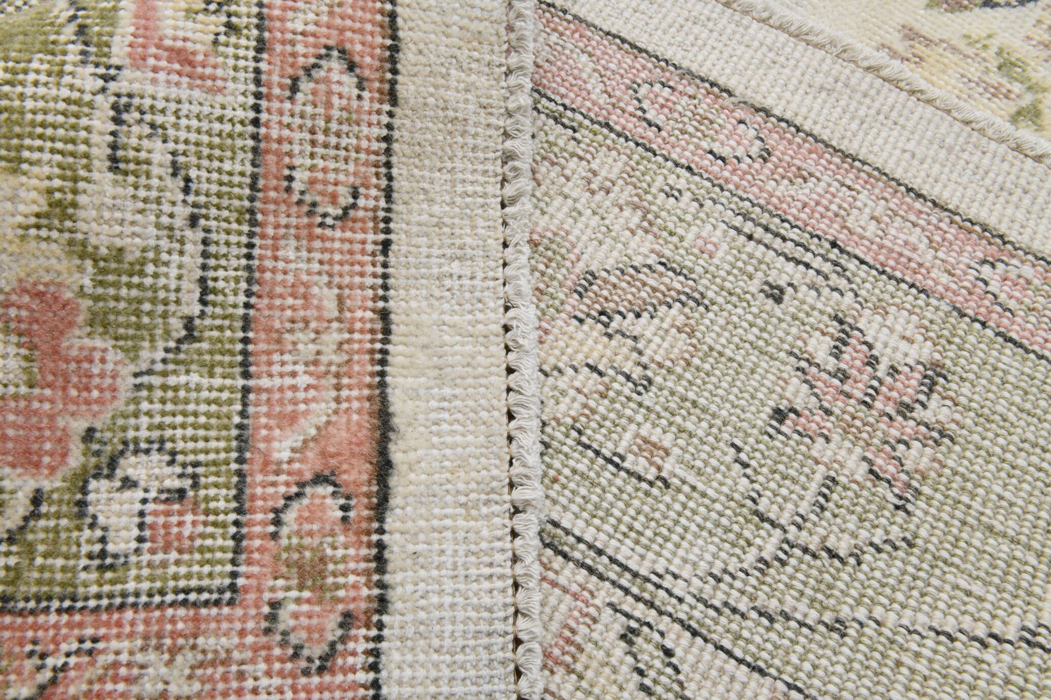 Light Green & Beige Floral Persian Rug, 204x320Cm