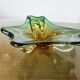 Vide poche en verre de Murano vert, ambre et transparent, années 60 70