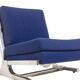 Pair of armchairs and pouf in chrome steel. 1970s, Valérian Rybar.