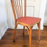 Baumann chair stamped in red skai