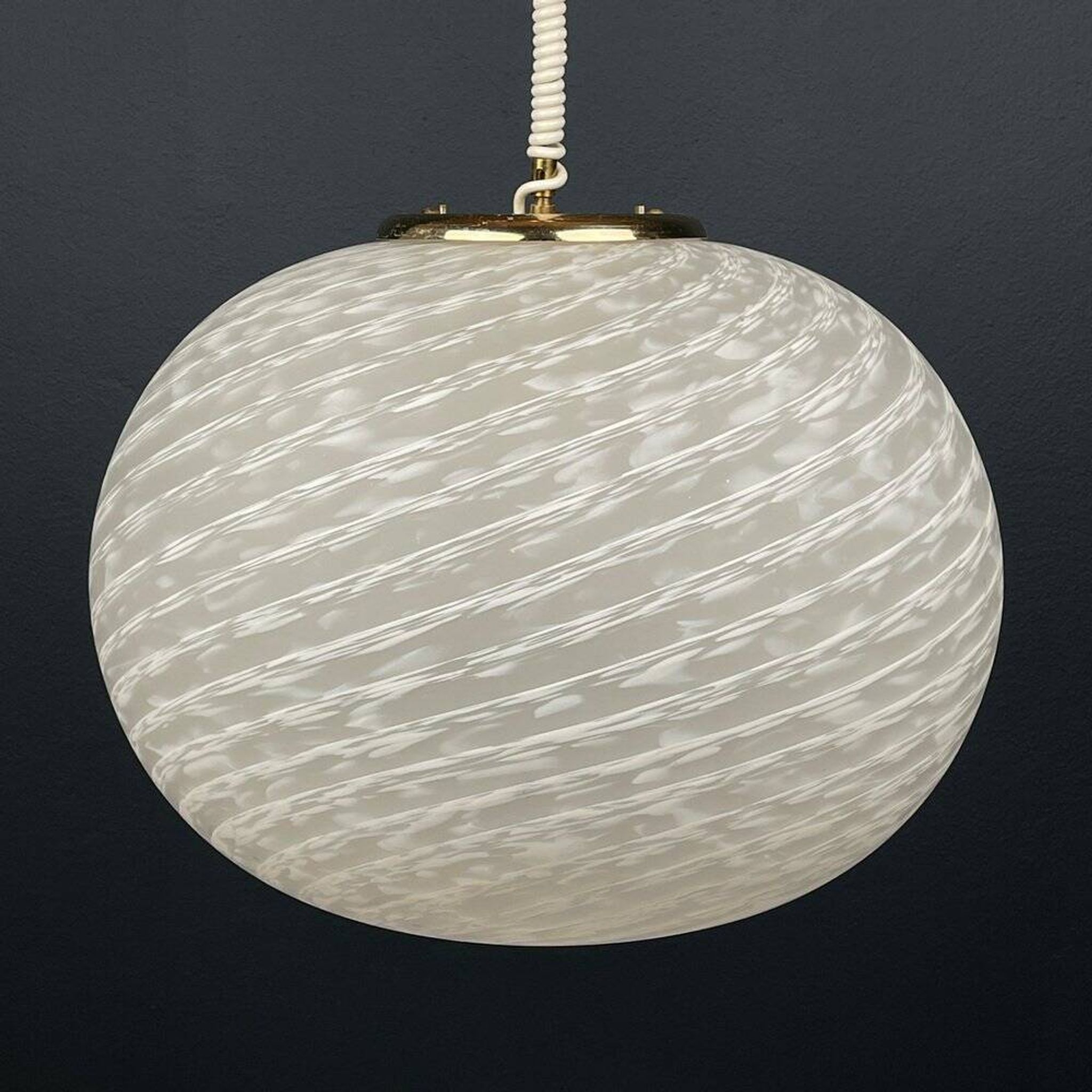 Large swirling Murano glass pendant lamp from Vetri Murano, Italy, 1970s.