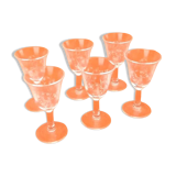 1970s 6 engraved "Tulip" glasses