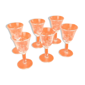 1970s 6 engraved "Tulip" glasses