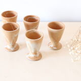 Set de 5 verres à pied en grès vintage