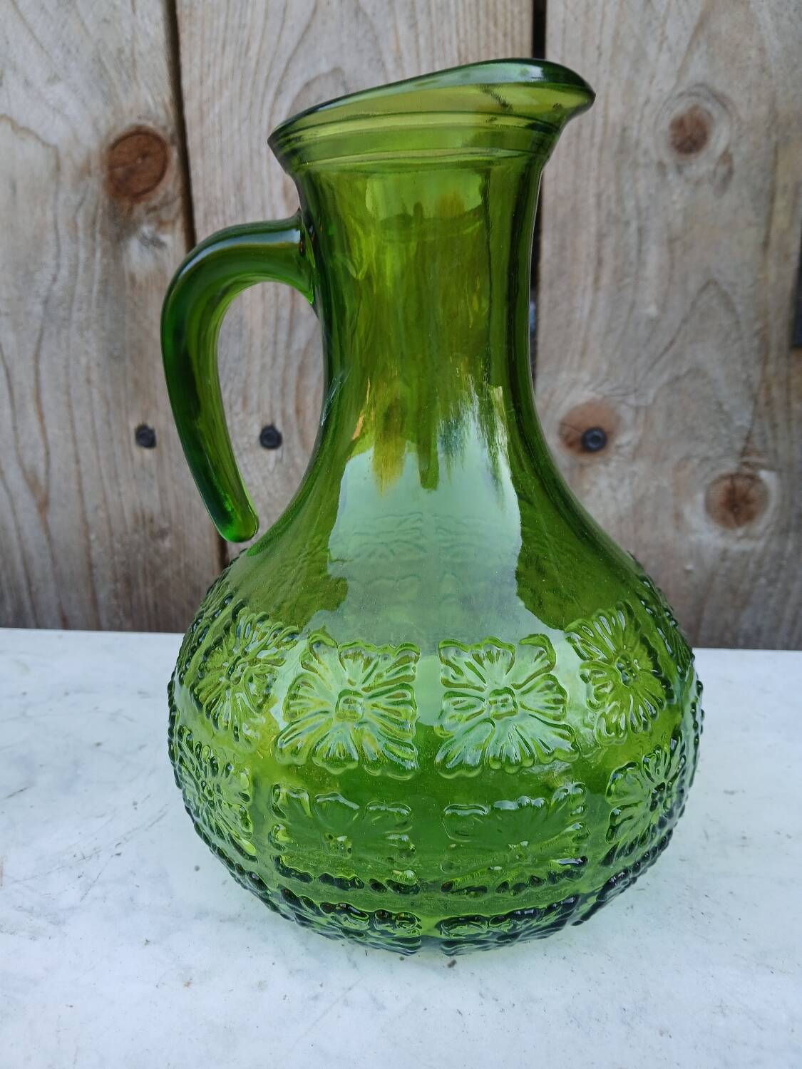Vintage Italian translucent green carafe