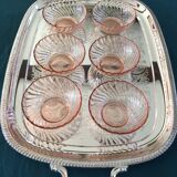 Series of 6 cups in pink glass France