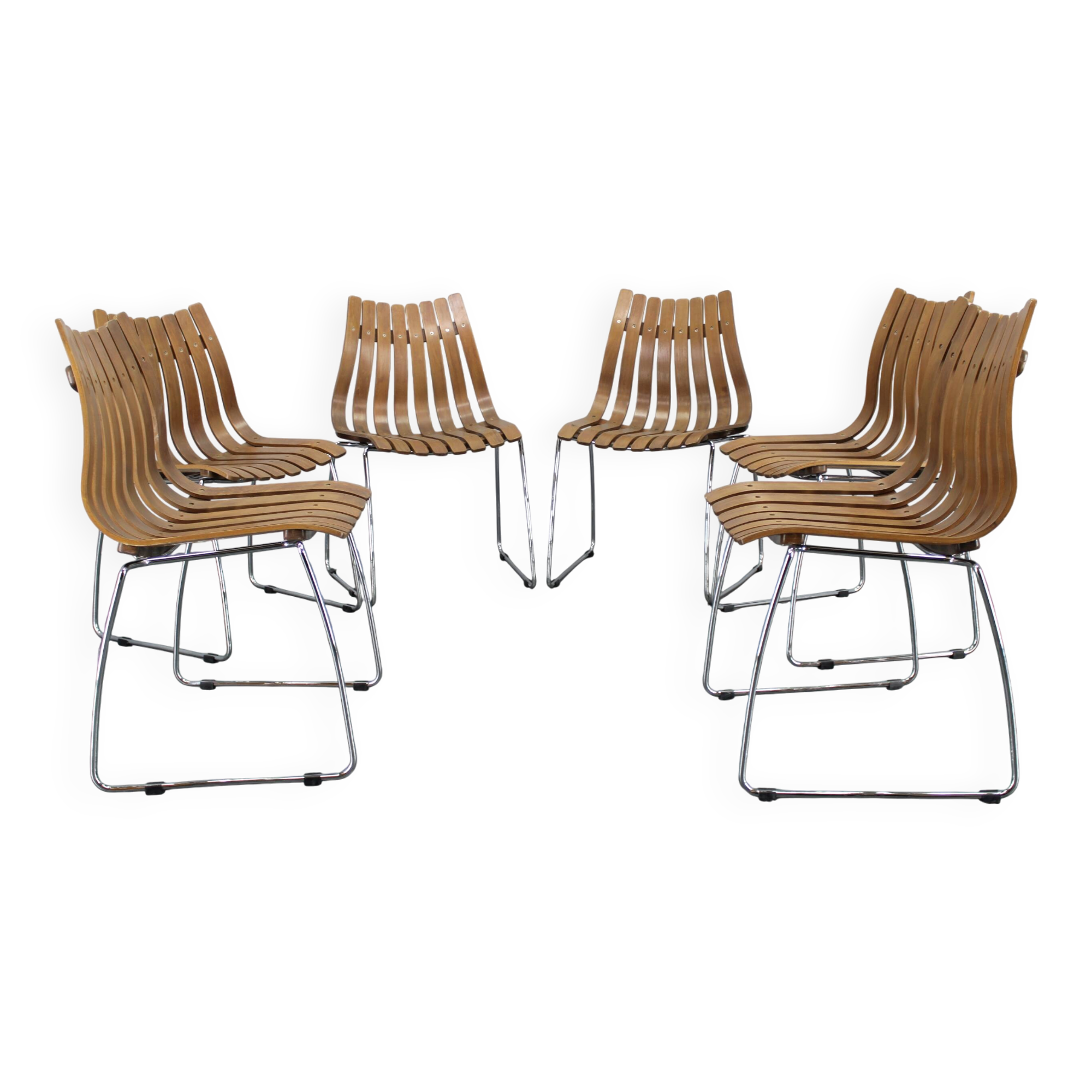 1980s Set of Six Scandinavian Teak Dining Chairs