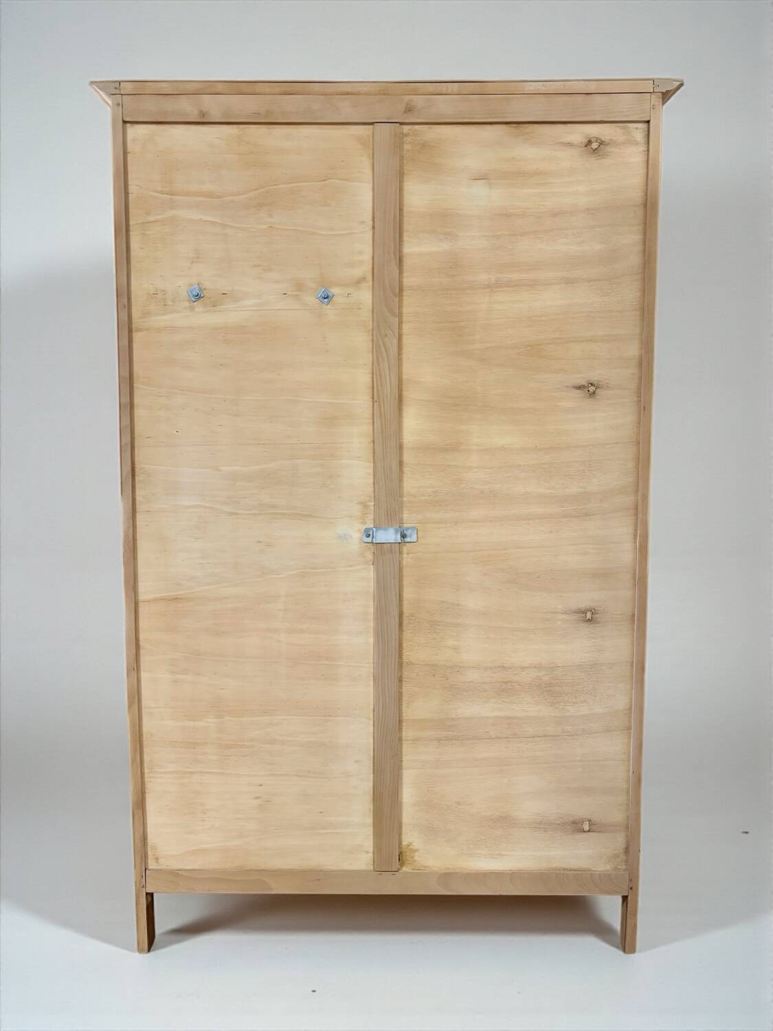 Renovated antique wardrobe – natural wood & sage green interior