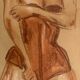 Signed pastel painting, female portrait, Belle Epoque “The Corset”