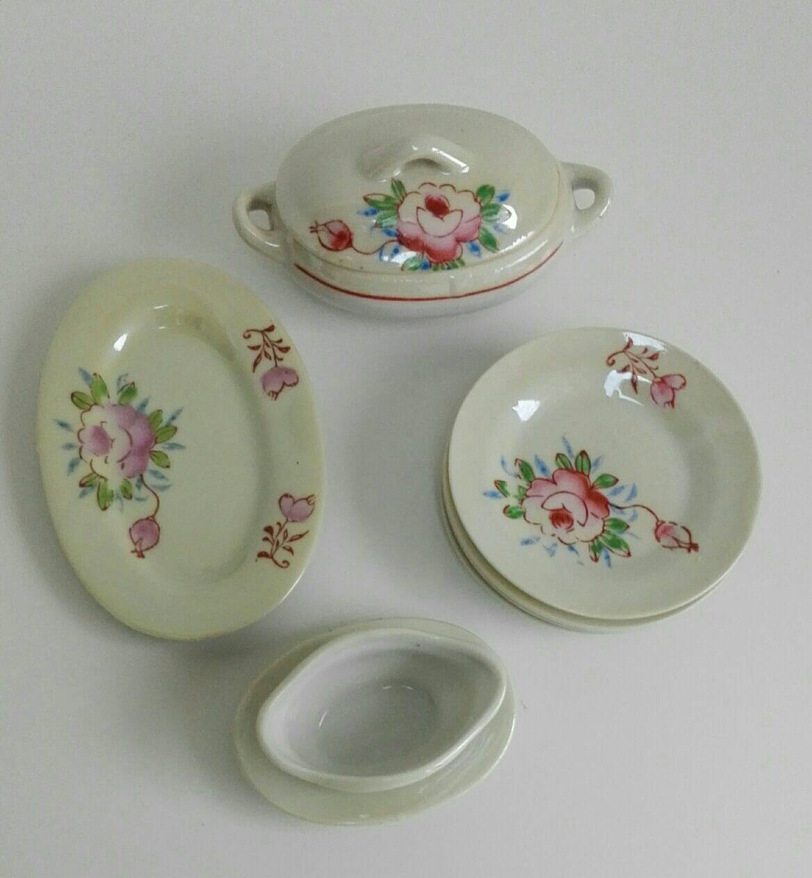 Antique iridescent porcelain dinette