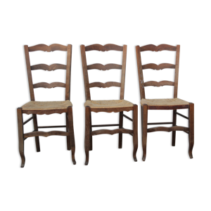 Lot de 3 chaises paillées