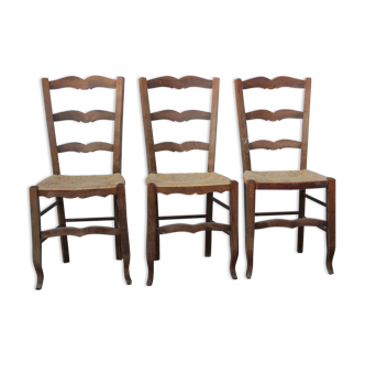 Lot de 3 chaises paillées