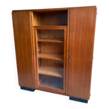 Library / Vintage solid wood sideboard – 3 doors with display cabinet