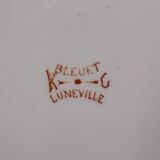 8 flat flowery plates country décor Lunéville Cornflower