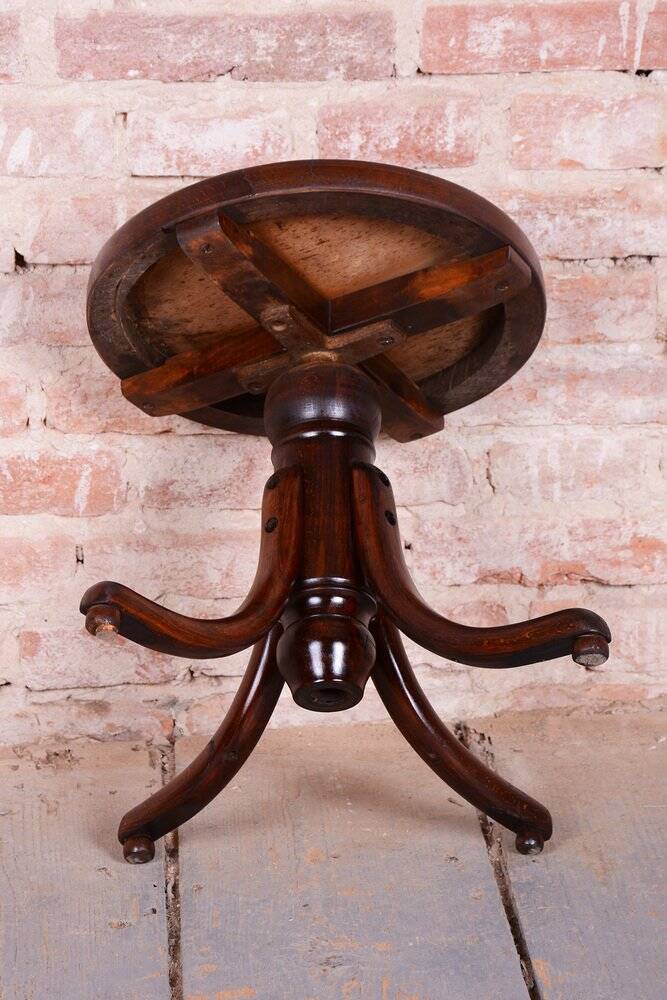 Art Deco Piano Swivel Stool in Beech from Thonet, Czech, 1930s