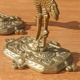 Bronze candlesticks, heron, Orientalist Art Deco