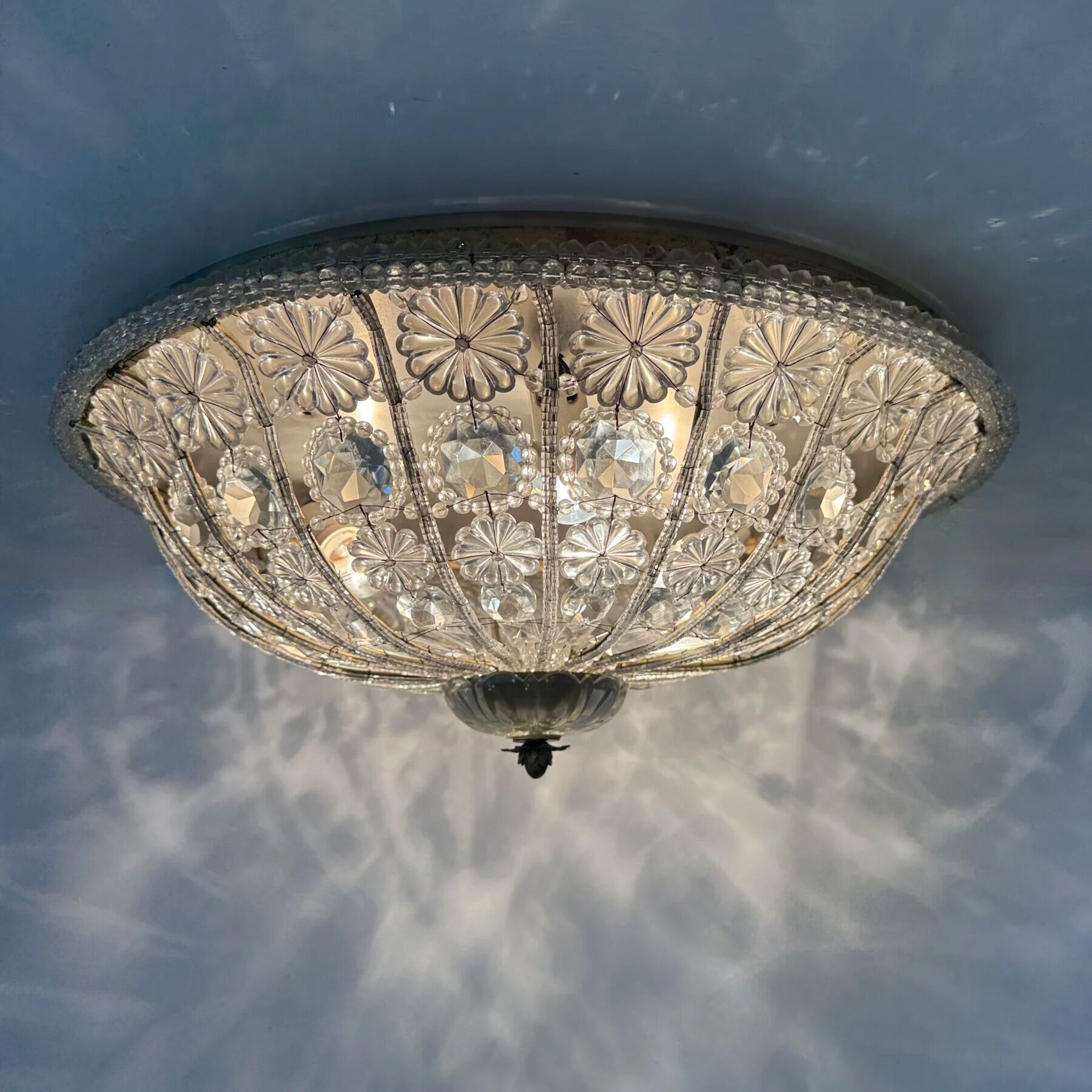 Large crystal Banci Italy ceiling lamp, 1960s