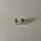 Pair of vintage Christofle glass and silver pearl salt cellars