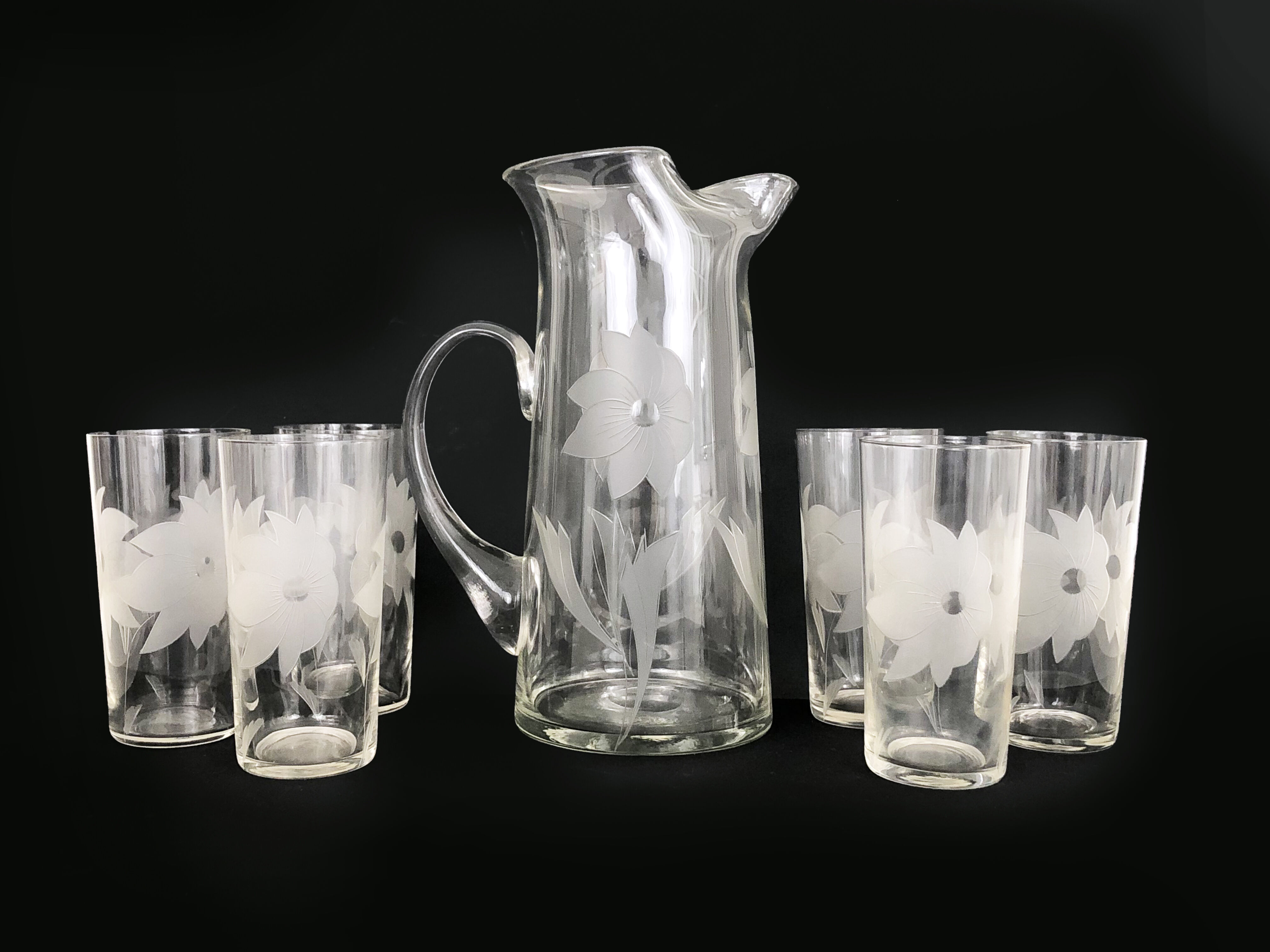 Orange service, vintage crystal water service. Year 50