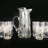 Orange service, vintage crystal water service. Year 50