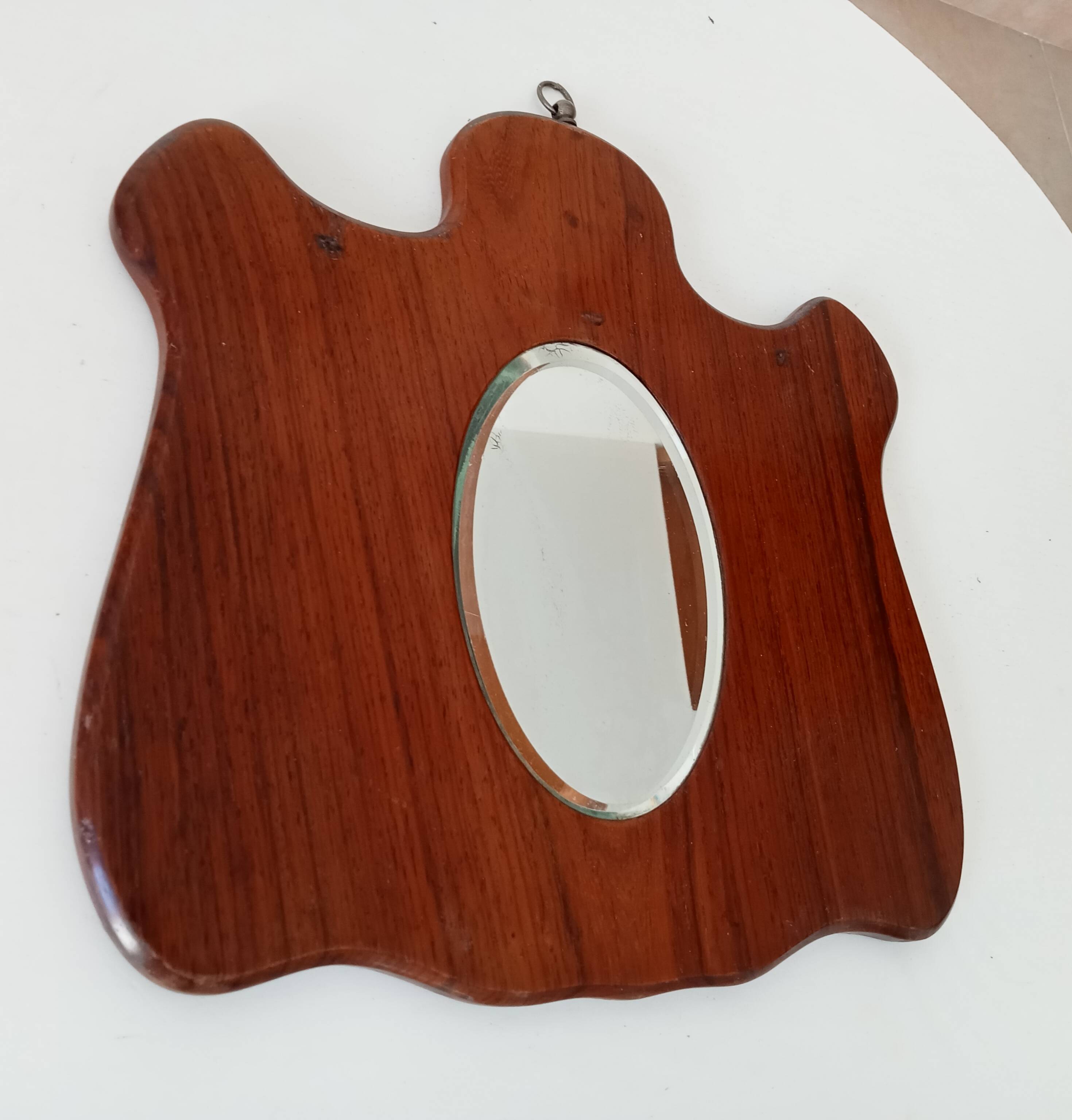 Small vintage free-form beveled mirror from the 60s