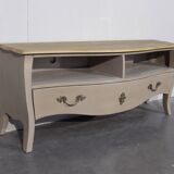 Wooden TV cabinet, 1 drawer, 2 storage spaces, Taupe patina