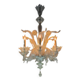 Venetian lustre in colourless Murano glass, 6 light arms, circa 1950.