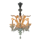 Venetian lustre in colourless Murano glass, 6 light arms, circa 1950.