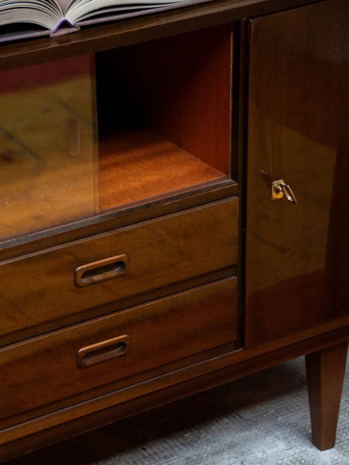 Enfilade / buffet vintage 1960 vitrée look scandinave
