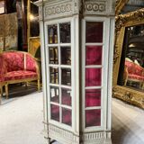Napoleon III Period Display Cabinet in Painted Wood with Beveled Tiles in Louis XVI Style