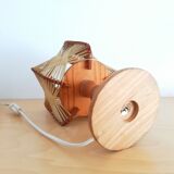 Wood and straw small table lamp 1960