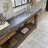 Solid oak console workbench 220cm