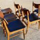 6 scandinavian chairs in wood and black leather