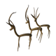 Trio of gazelles / solid brass antelopes