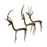 Trio of gazelles / solid brass antelopes