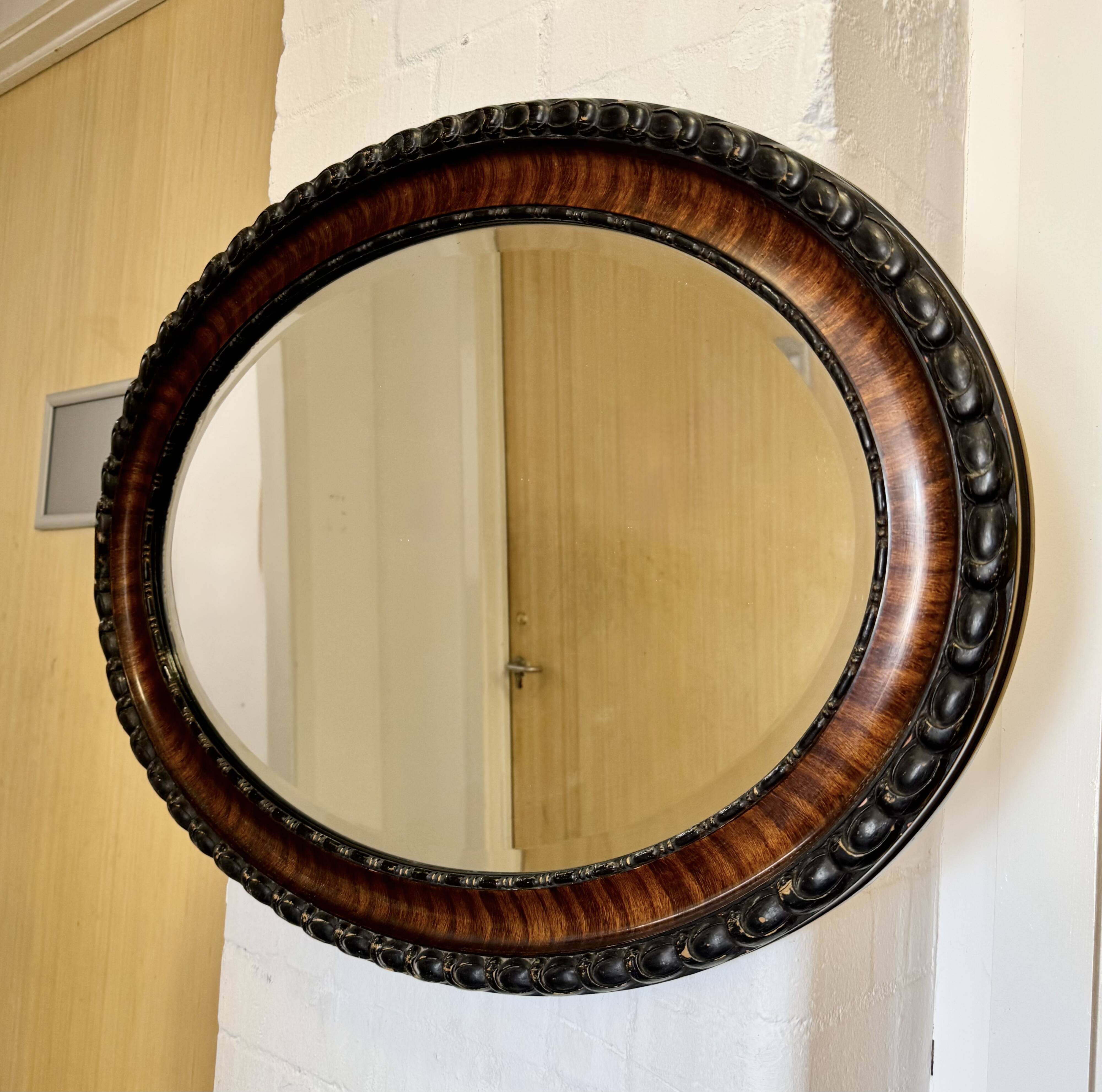 Edwardian Oval Wall Mirror Bevelled Edge