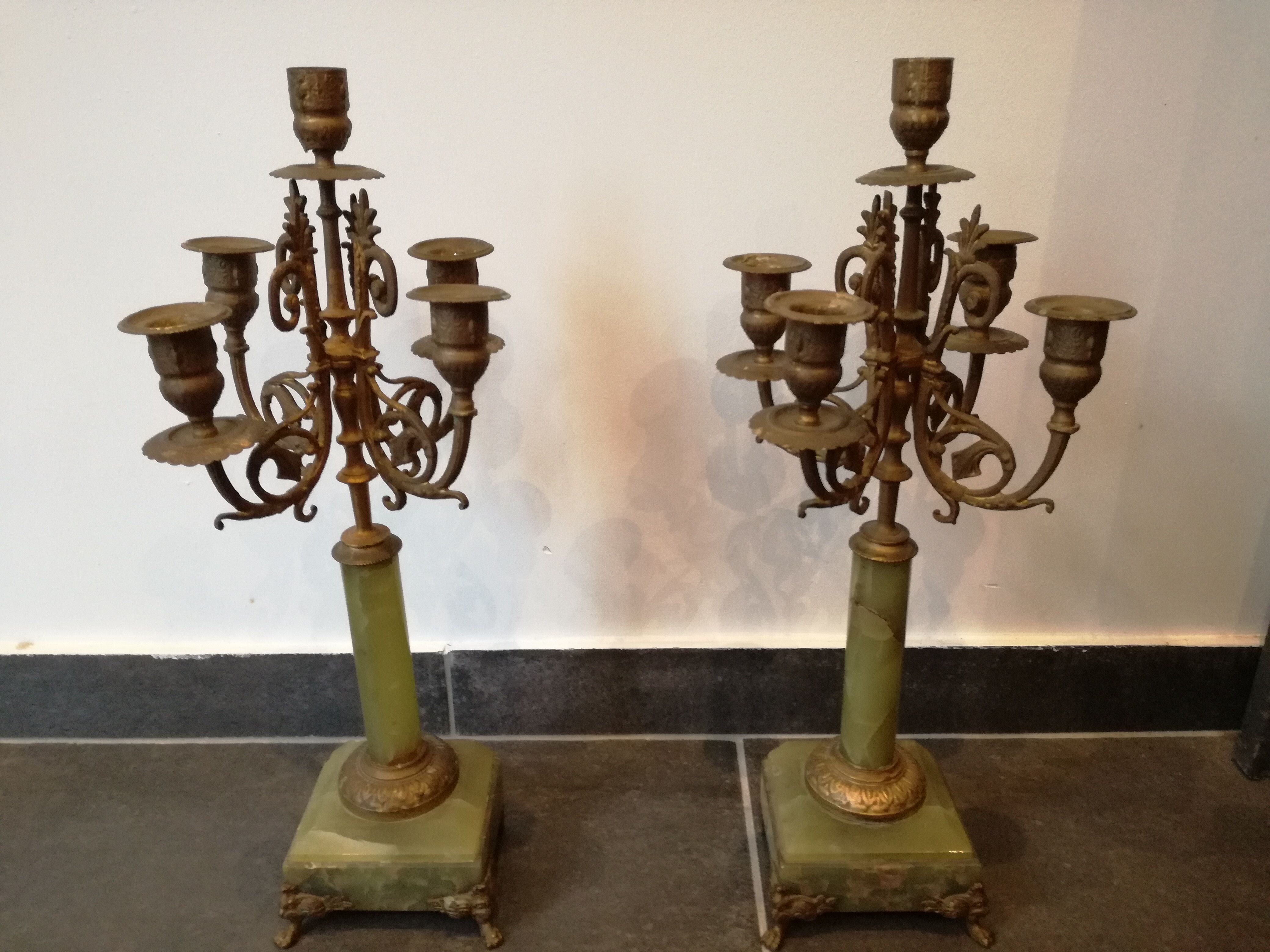 Napoleon III candelabra chandeliers in bronze and marble