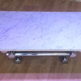 Coffee table with steel tube structure and marble top