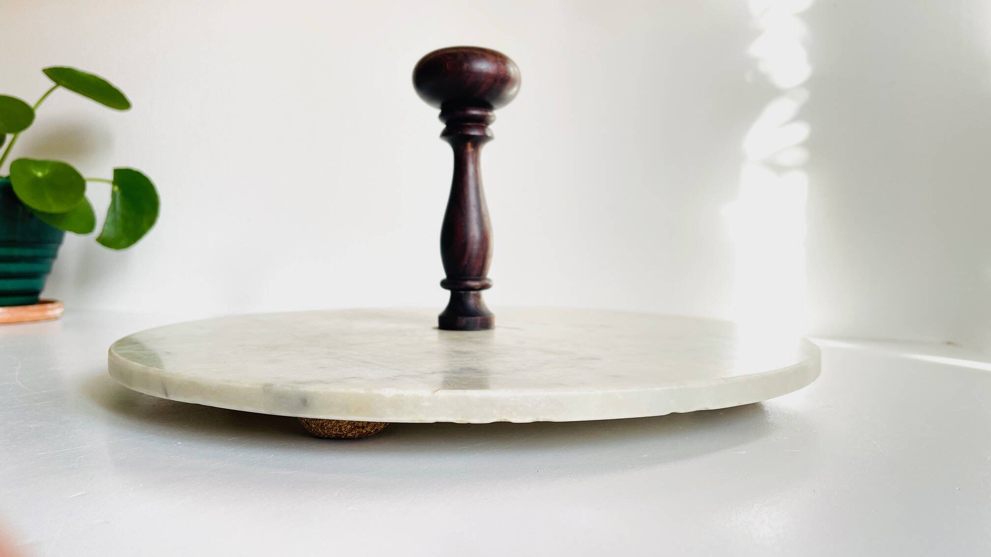 Plateau à fromage marbre et bois vintage