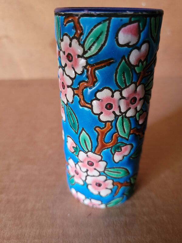 Vase rouleau émaux de Longwy